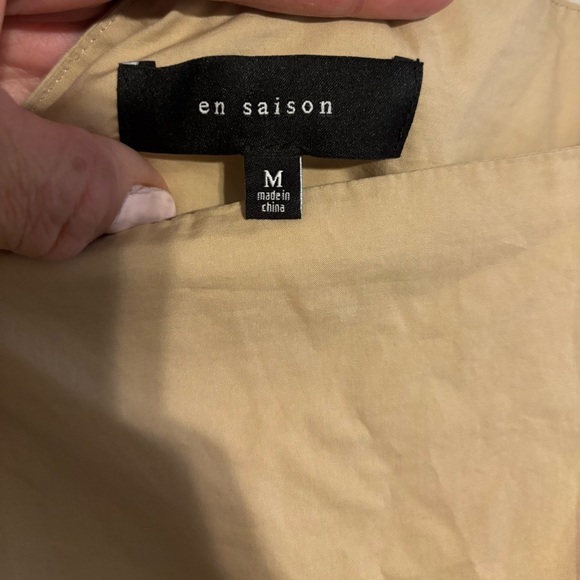 En Saison Beige/Tan Square Neck Puff Sleeve Midi Dress Size Medium - Picture 6 of 9
